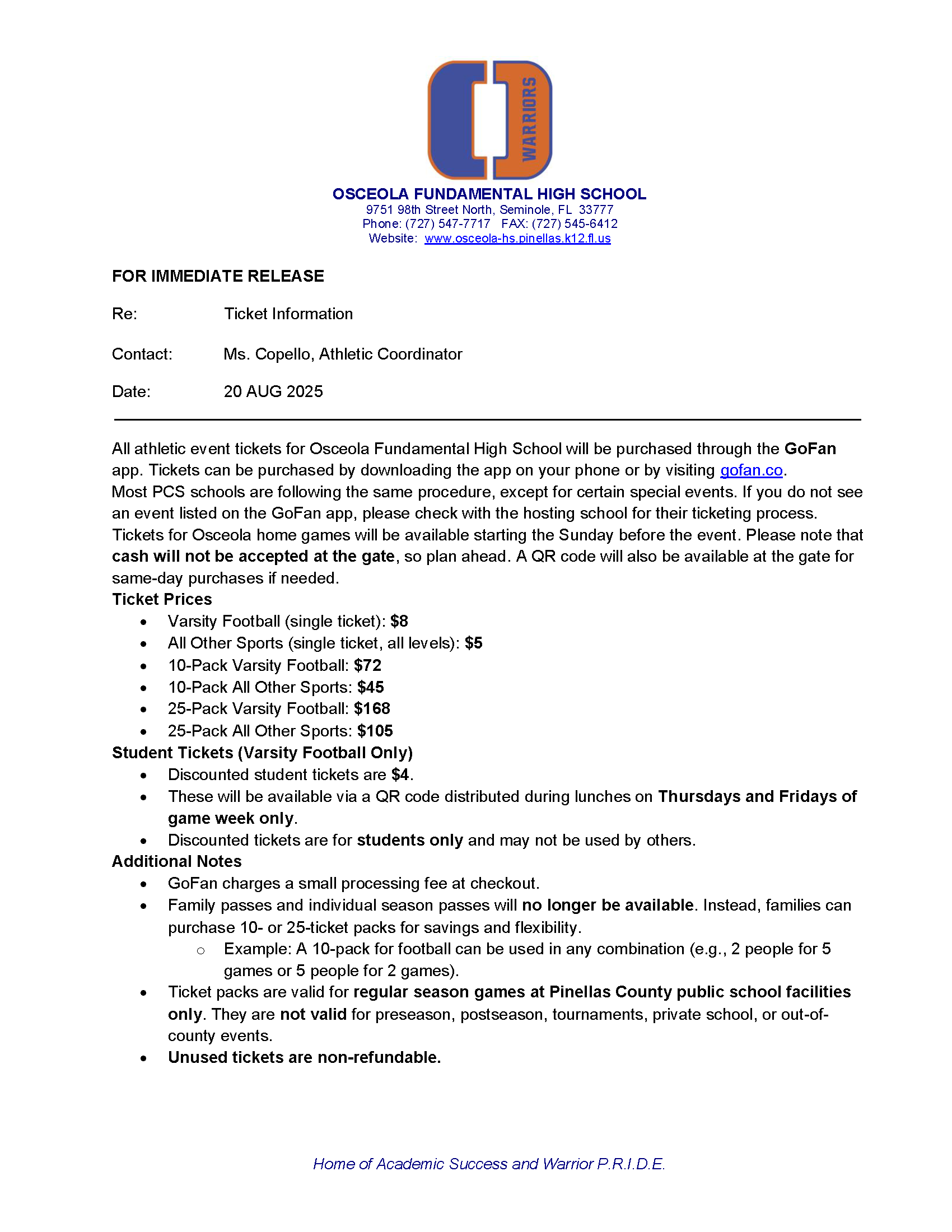 Ticket Information